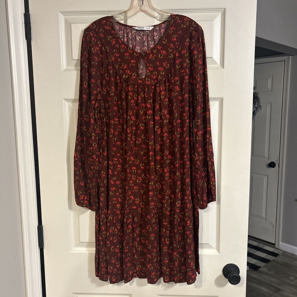 NWT Womens Sonoma Burgundy Floral Dress Size L